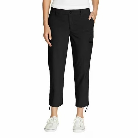 Eddie Bauer Pants - Eddie Bauer Black Ripstop Hiking‎ Cargo Pants Womens 8 Adjustable Cuffs Stretch